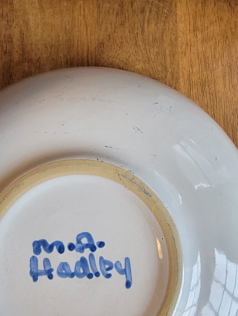 Mary A. Hadley Pottery Vintage Large 11” Serving Bowl Country Farmer And Wife - Picture 4 of 6